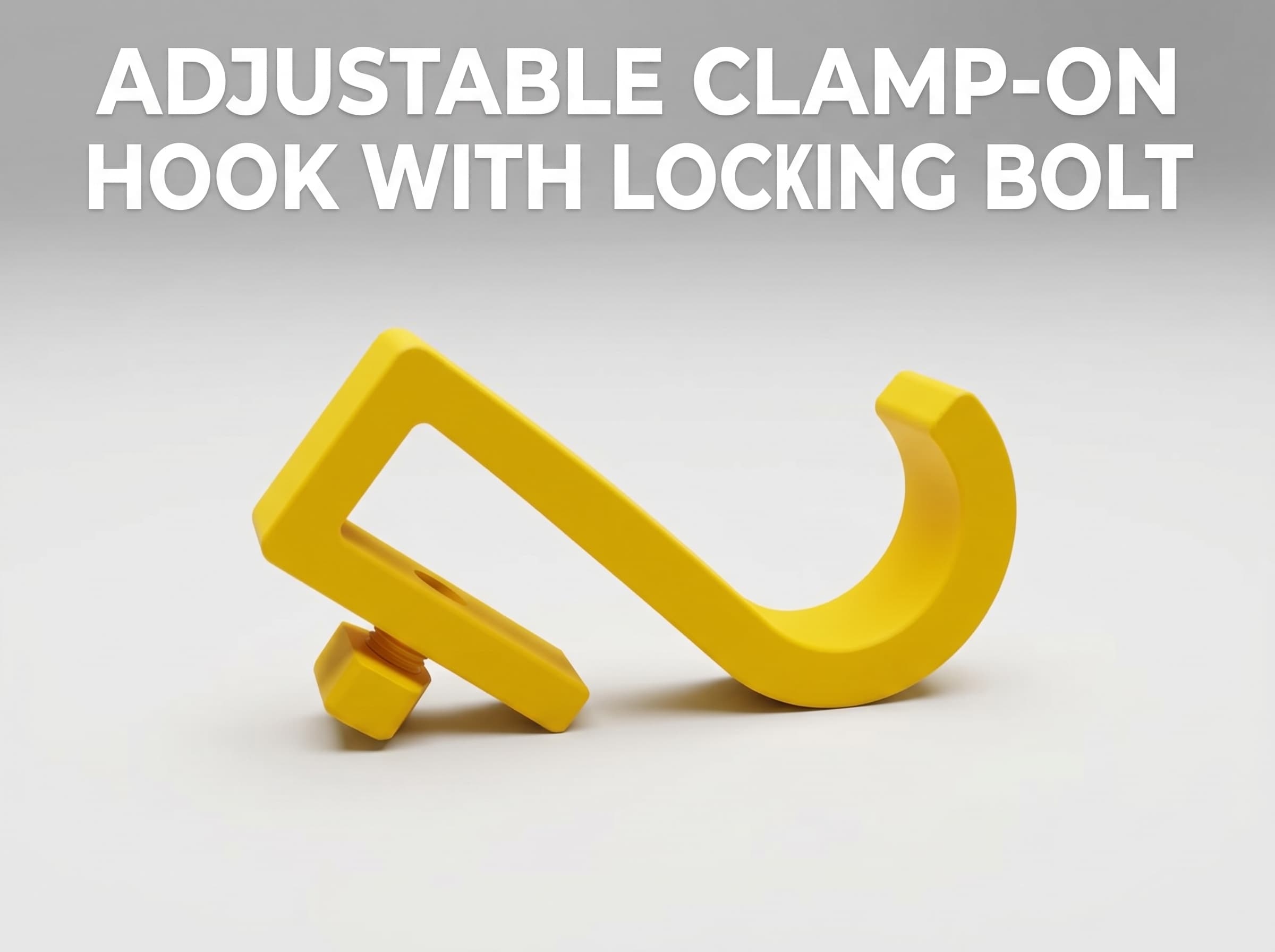 Yellow Adjustable Clamp-On Hook with locking bolt